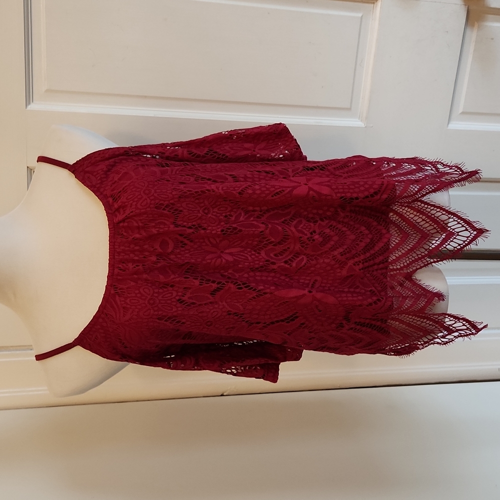 Burgandy Lace cold shoulder top